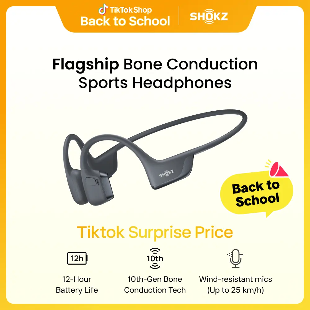SHOKZ OpenRun Pro 2 High Quality Headphones - Open Ear Earphones with Bone Conduction Tech, Sweat-Resistant Sports Headset for Workouts, Deep Bass Audio & Smart Mic, Gym,back to school,back to school haul