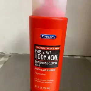 Persistent Body Acne Exfoliator & Cleanser Body Wash Fragrance Free 8.5 oz - For Deep Cleansing Body Care Neck Firming (park of 2)