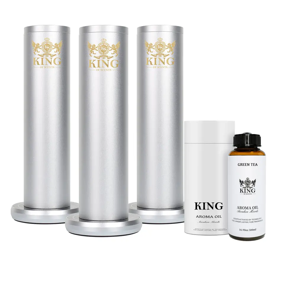 KING OF SCENTS BT Bluetooth Aroma Essential Oil Diffuser Fragrance Diffuser, Cold-Air Diffusion Scent Machine - Silver (Pack of 3)