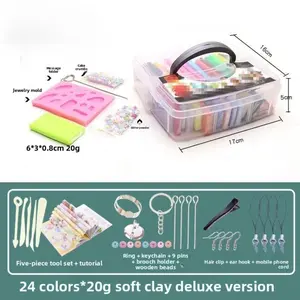 24-Color Polymer Clay Set with Colored Handle Box, Oven-Bake Clay, and Tool Set
