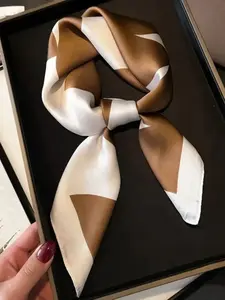 Women's Fashion Scarf, Geometric Print Bandana, Shawl Wrap, Suitable for Daily Hijab Commuting Beach Vacation, Elegant Versatile Head Neck Accessory