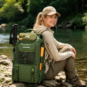 KastKing Karryall 40L Fishing Tackle Backpack with 4 Tackle Boxes | Multi-Functional Fishing Bag with Rod Holders | Waterproof & Durable Storage for Fishing & Camping | SummerVibes Edition
