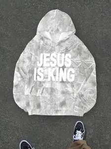Jesus Is King Unisex Casual Hoodie Sweatshirts, Branch Plant Print Long Sleeve Loose Fit, Graduation & Back-To-School Wear, Fall Fashion Street Style, Garment