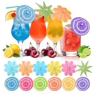 【150 PCS - 3 Styles】Cocktail Umbrellas Picks, Mini Drink Umbrella Toothpicks for Tropical Tiki Hawaiian Luau Party, Tiny Paper Parasol for Drink Garnish, Decoration, Beverage Sticks, Cupcake Topper
