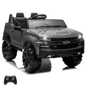 GARVEE 24V Electric Ride-On Vehicle Licensed Chevrolet Silverado 2-Seater with Remote Control, LED Lights, MP3, Bluetooth, Grey - Perfect for Outdoor Fun, Truck, Ride On Car, Rechargeable