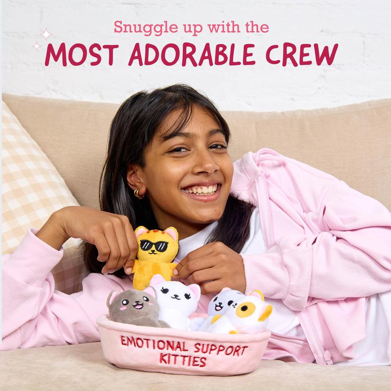 Emotional Support Kitties by Relatable – Valentine Plush Stuffed Animals, Cute Valentines Day Gift, Includes 5 Plushies with Basket