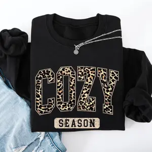 Cozy Season, Leopard Print, Halloween, Autumn, Fall Sweatshirt