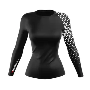 “Women’s Grappler Long Sleeve Rash Guard – Athletic Compression Top for Training, MMA, BJJ, Yoga & Gym”