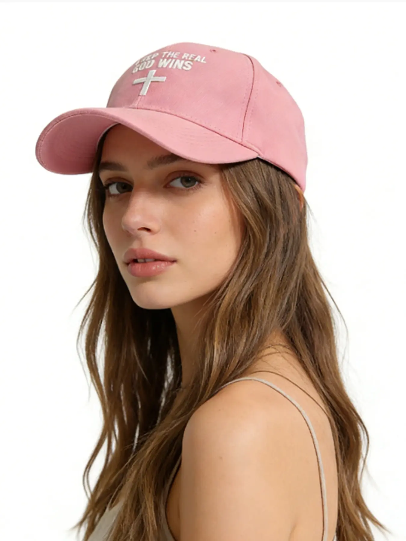 Trendy Cross God Wins Embroidered Baseball Cap, Highlight Color, Street Style Casual Sun Protection Hat, Versatile Fashion Accessory