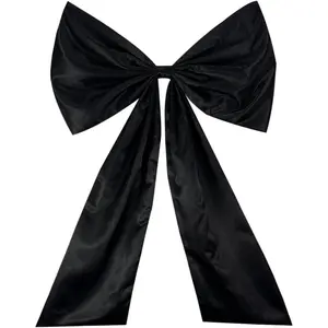 Giant Large Satin Ribbon Bow,25x40inch,Big Giant Bow for Coquette Room Decor,Wedding Birthday Party Backdrop Wall Christmas Tree Decoration (Black)