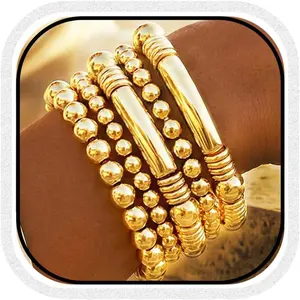 Stretch Bracelets for Women Beaded Stackable Bracelet Set Strand Bracelets Accessories for Women (J--5 PCS, Free size)