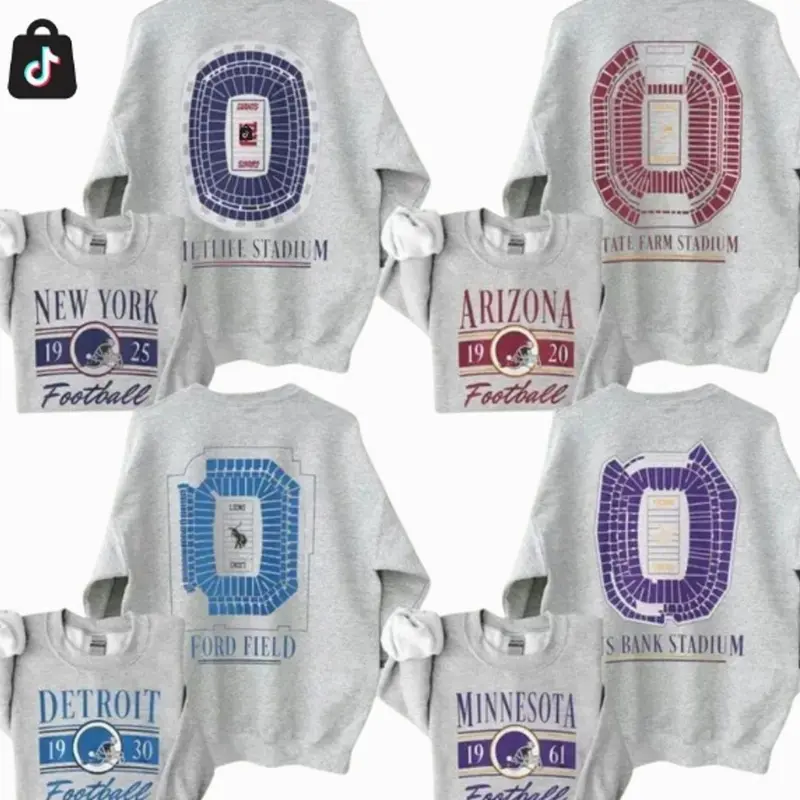 [Sale off 50%] Vintage All Team Football 2 Sided Stadium Ash Grey Sweatshirt TM JD
