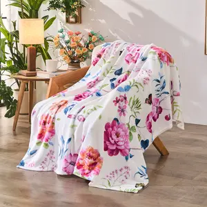 Lotus Karen Flannel Throw Blanket Floral Double-sided Printed Fuzzy Plush Blanket for Couch, 50x60 Inches Cozy Shaggy  Blanket,Cute Decorative Gifts for Sofa Bedroom Living Room