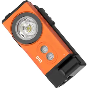 D10 Rechargeable Flashlights, 500 High Lumens EDC Mini Flashlight with  360? Rotation, RGB&UV Lights, IP54 , Flexible Headlamp for Camping Fishing Hiking(Orange)