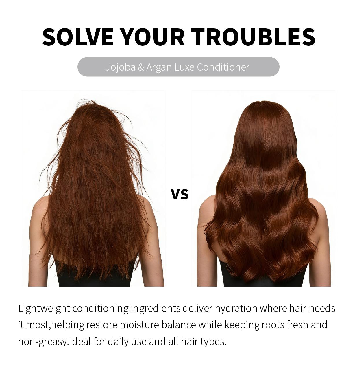 GRODOM Argan Jojoba Conditioner Sulfate-Free 10.1 oz 300ml Moisturizes Repairs Smoothes with Natural Extracts Biotin Infused for Daily Hair Care Perfect After Color Or Heat Styling - Moisturizing