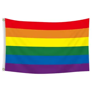 1pc, Rainbow Flag Six Color Stripes, 3x5ft (90*150cm), 2 Grommets, Single-Sided Printing, for Home, Garden, Room, Party, Activities, Decorations, Party Decorations Banners, Outdoor Banners