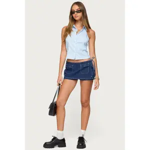 Giselle Wrap Denim Mini Skort