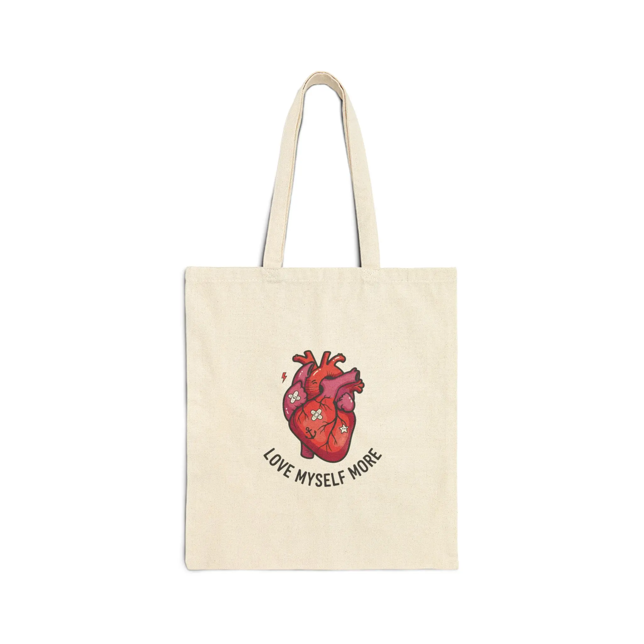 Anatomical Heart “Love Myself More” Tote | anti love, snarky Valentine