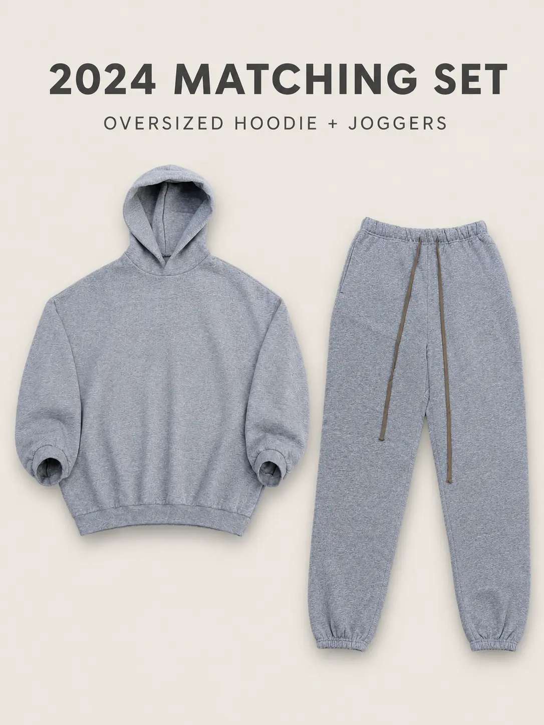 24 Collection Mens Heather Gray Hoodie Jogger Tracksuit Oversized Elastic Drawstring Outfit