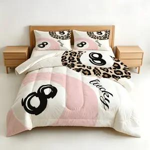 2/3 Piece Lucky 8 Ball Leopard Print Comforter Set, Trendy Y2K-Style Bedding, Quilted for Breathability and Comfort, Perfect for Bedroom and Guest Room Decor, All Season Warm Style  Pillow Inserts Not Included
