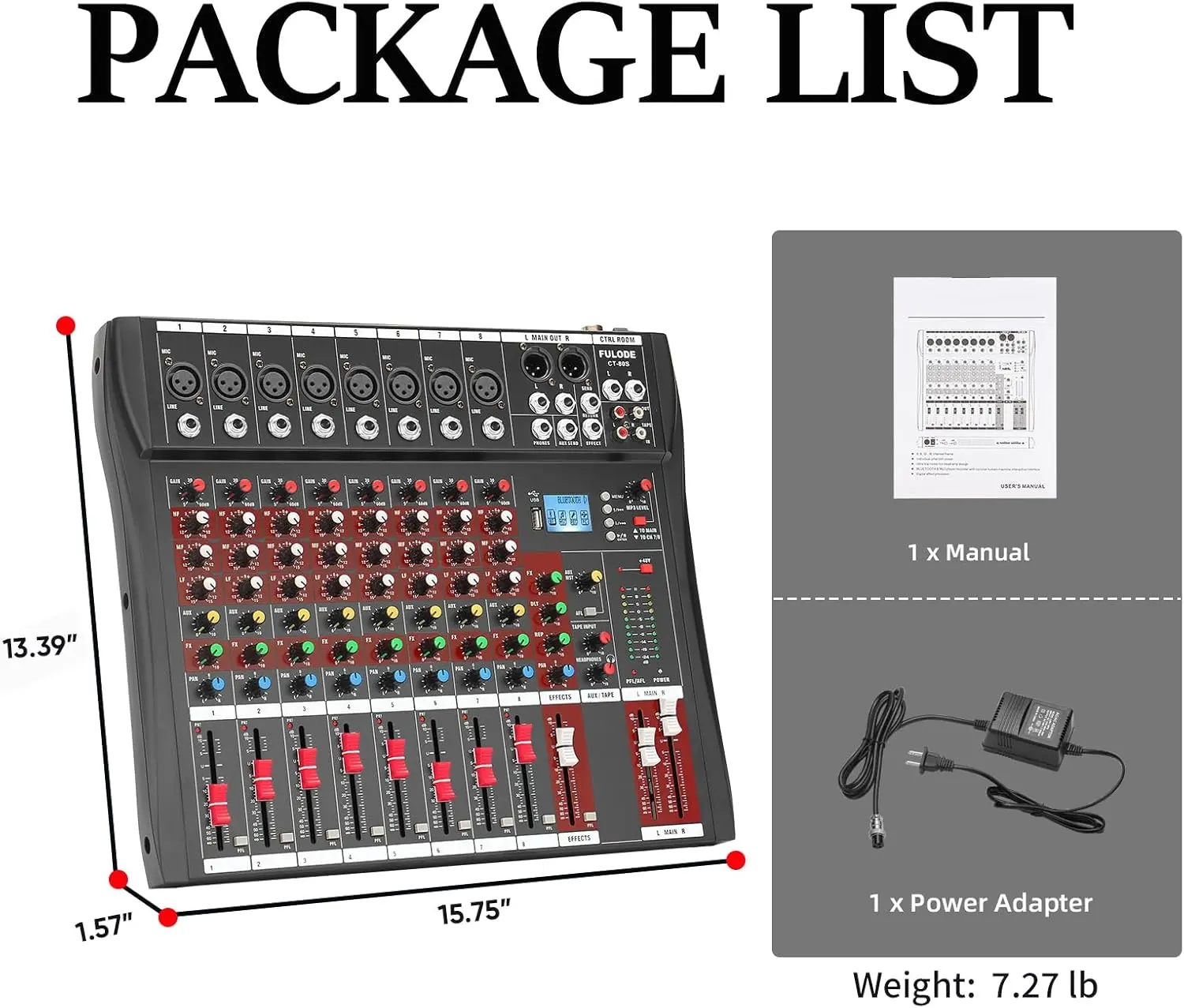 8-Channel Digital Audio Mixer Board CT-80S, Professional Sound