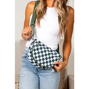 Checkered Foldover Crossbody
