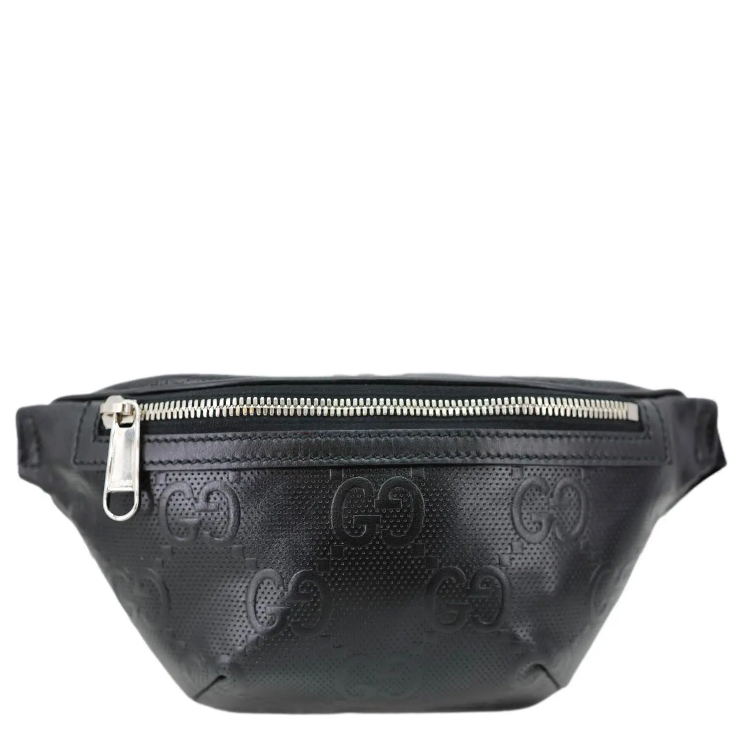 Pre-owned GUCCI Leather Belt bags Tennis GG Calfskin Embossed Belt Bag Black 658582
