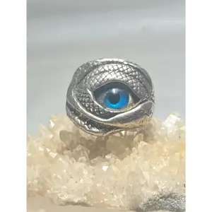 Eyeball ring size 10.50 biker pentagram snake skin wide eye band sterling silver women men