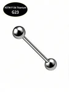 1pc G23 Titanium Alloy Threaded Tongue/Nipple/Ear Piercing Jewelry, Unisex Daily Wear