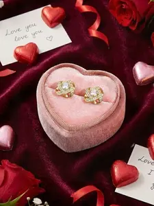 Valentine's Earrings Silver Gold, Hypoallergenic Stainless Steel Ear Studs For Women Love Heart Clover Bow Cubic Zirconia Valentine's Jewelry Sparkly Wedding Prom Earrings Gift