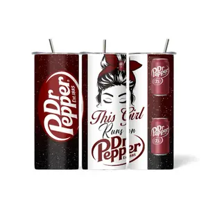Dr Pepper Reusable Cup - Cute, Washable, Portable Soda Tumbler with Iconic Bottled Design, Straw, and Personalized Sipping Functionality