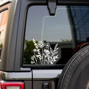 Flower Pattern Car Sticker, 1 Count Car Window Decal Sticker, Car Exterior Decoration Accessories for Women, Universal Car Accessories, Car Decals, Car Decorative Sticker