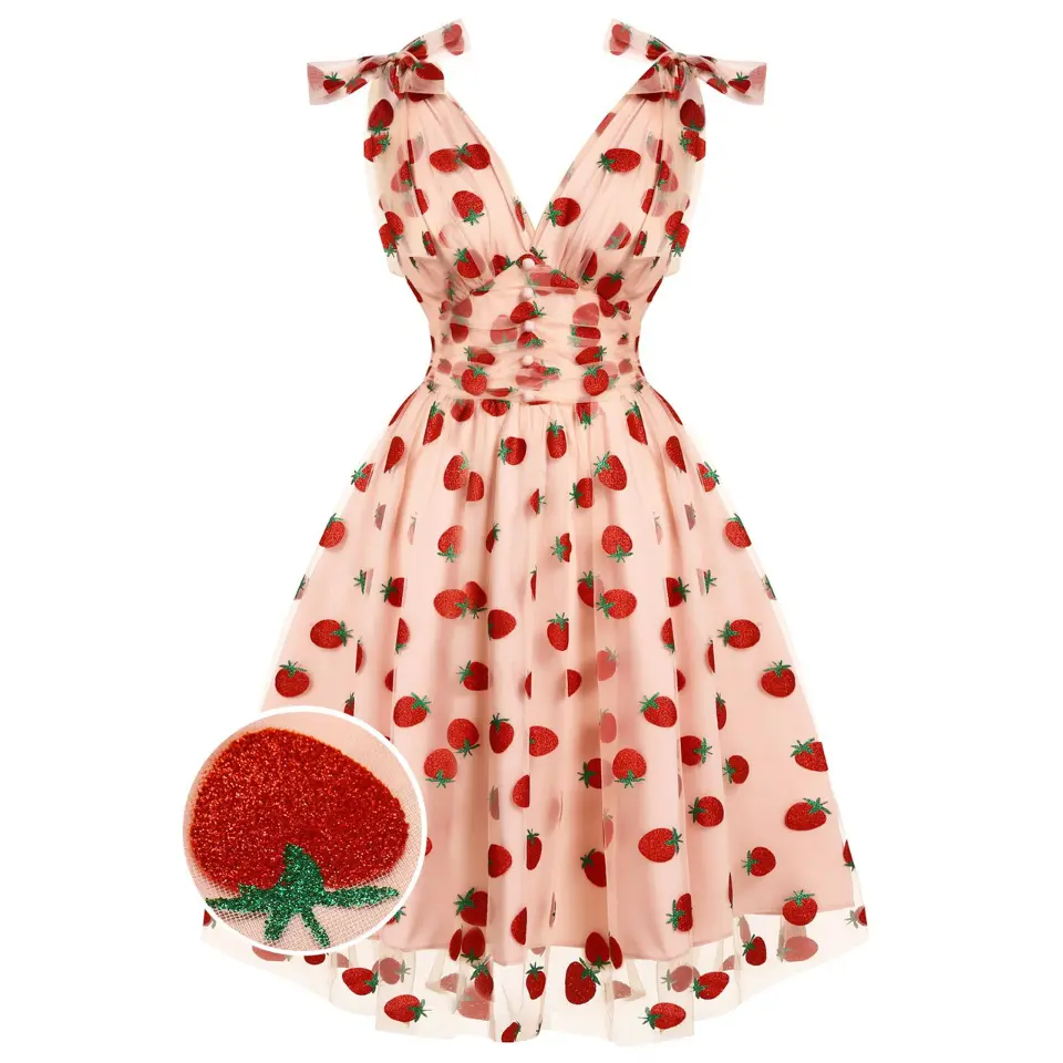 Women's 1950s Sleeveless Strawberry Print Pink Mesh Swing Dress, Sweet Retro Elegant Casual Wear, Summer Knee-Length Breathable Lady's Womens Dresses,summervibes - TikTok Shop Women's 1950s Sleeveless Strawberry Print Pink Mesh Swing Dress, Sweet Retro Elegant Casual Wear, Summer Knee-Length Breathable Lady's Womens Dresses,summervibes - TikTok Shop