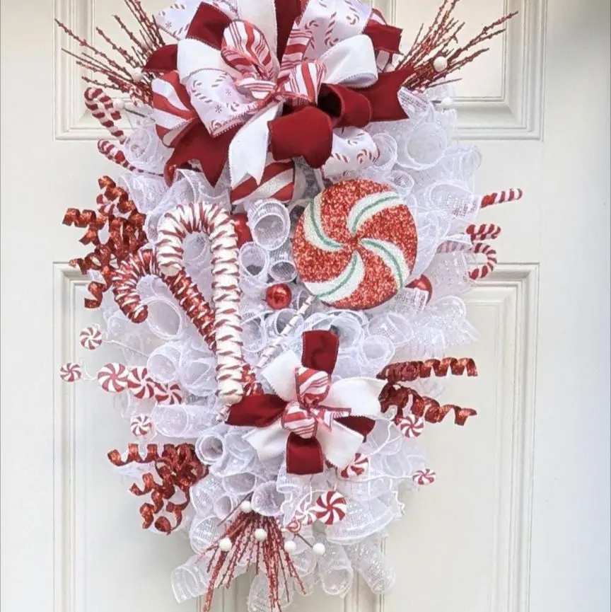 Christmas Candy Cane and Peppermint swag wreath