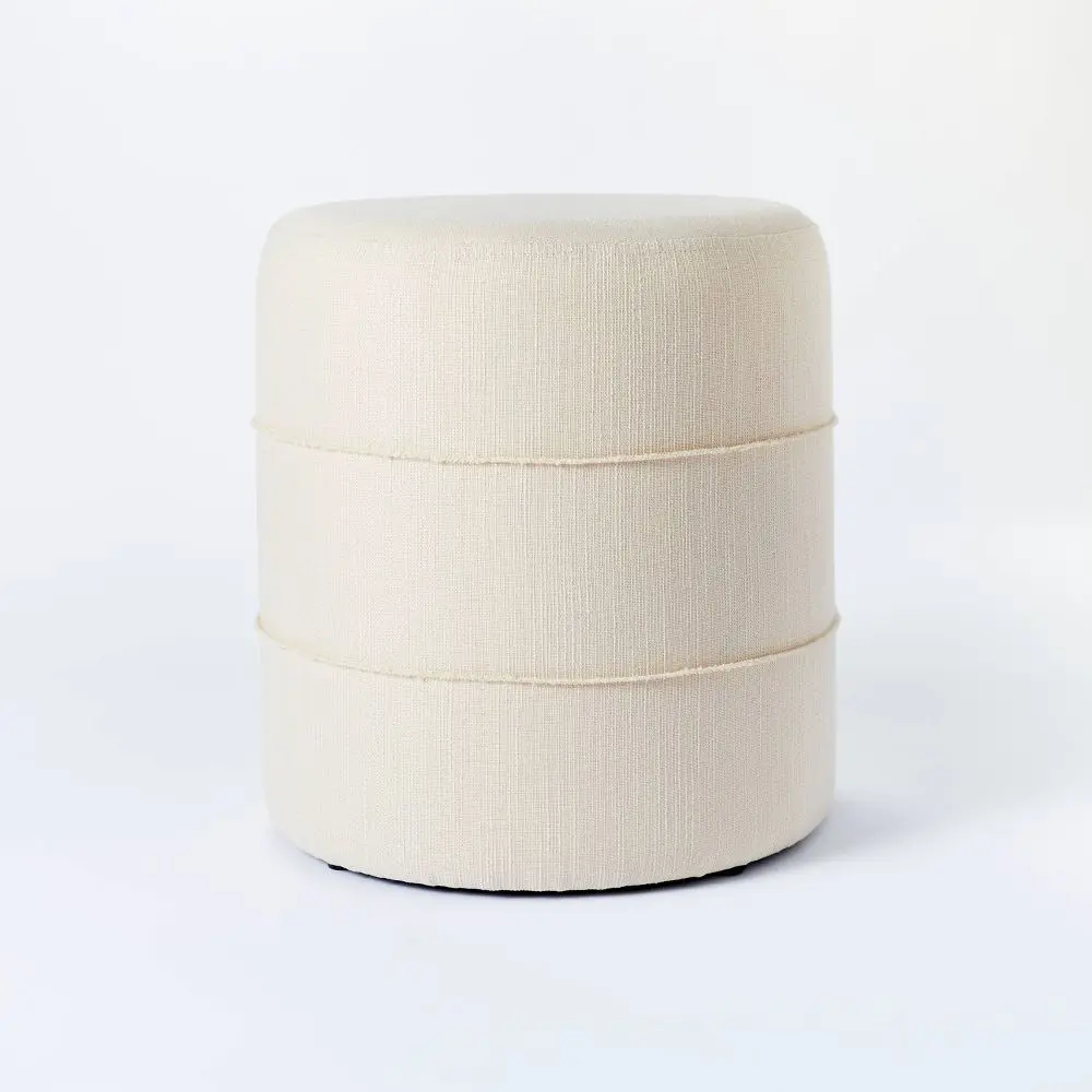 Threshold designed w/Studio McGee Round Ottoman Modern Wood Bedroom Cream