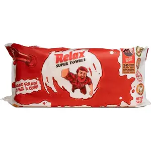 Relax Super Towels - Biodegradable Cleaning Wipes For Grease, Grime & Messes - Reusable Towels for Grill, Kitchen, Workshop & Camping - 24" x 12"