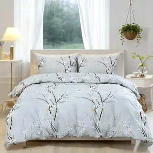 3-Piece Pear Blossom Branch Print Duvet Cover Set, Includes 1 Duvet Cover and 2 Pillowcases (Without Insert), Promotes Comfortable Sleep, Durable Material, Perfect Gift for Dorm Room, Suitable for All Seasons.