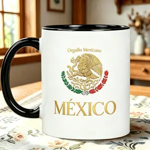America Cup Mexico Printed Women's Reusable Coffee Cups, Classic 11Oz Ceramic Mug Gifts Cup