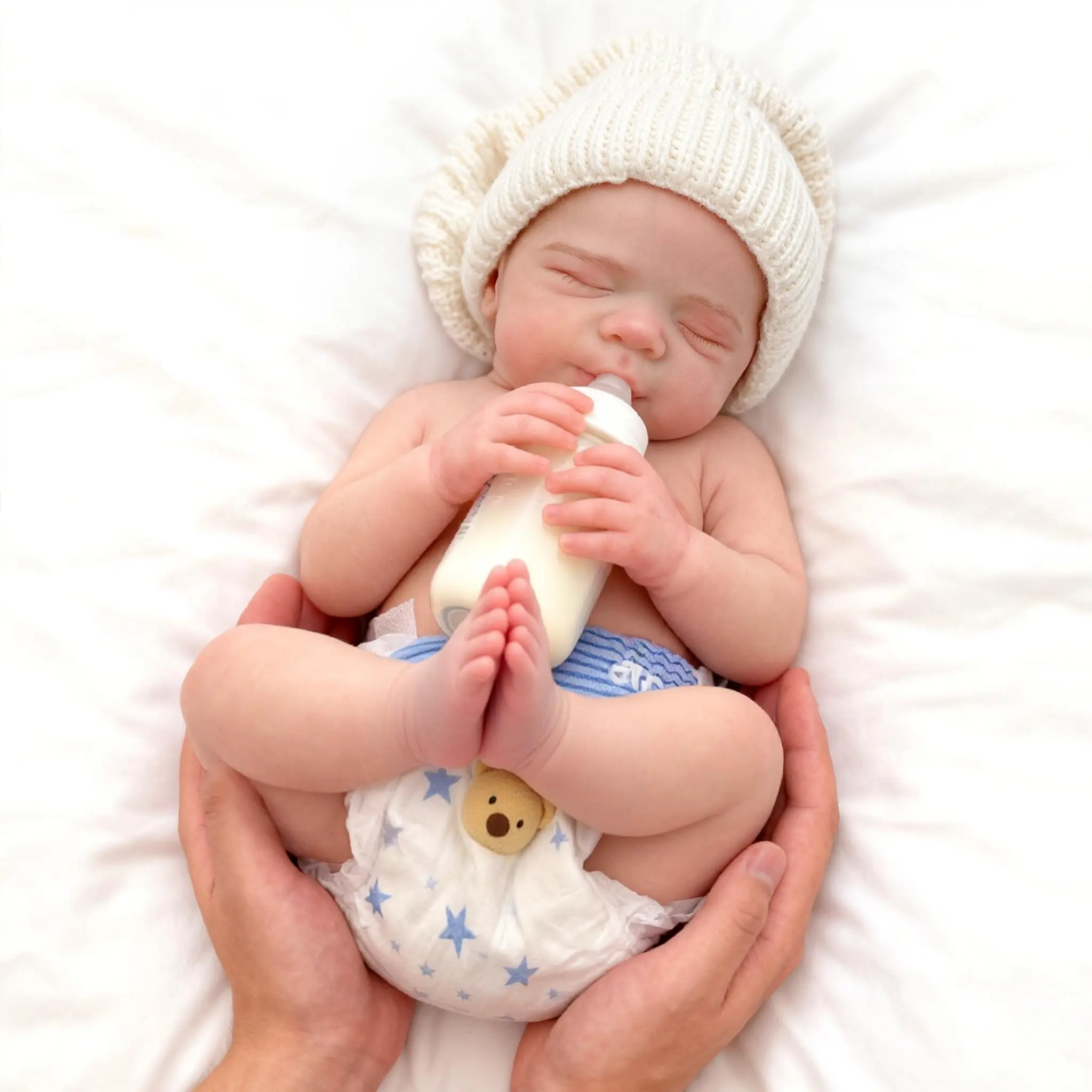 18-inch Realistic Sleeping Reborn Baby Doll - Anatomically Correct Baby Girl, Full Body Silicone Newborn, Open Mouth with Tongue, Soft Light Gray Texture, Lifelike Expression, Ideal Collector Gift for Girls (Doll O), Realistic Newborn Dolls