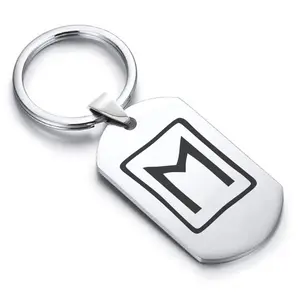 Stainless Steel Elder Futhark Ehwaz Rune Dog Tag Keychain