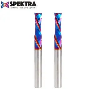 Amana Tool 46170-K-2, 2-Pack CNC SC Spektra Extreme Tool Life Coated Compression Spiral 1/4 D x 7/8 CH x 1/4 SHK x 2-1/2 Inch Long 2 Flute Router Bits