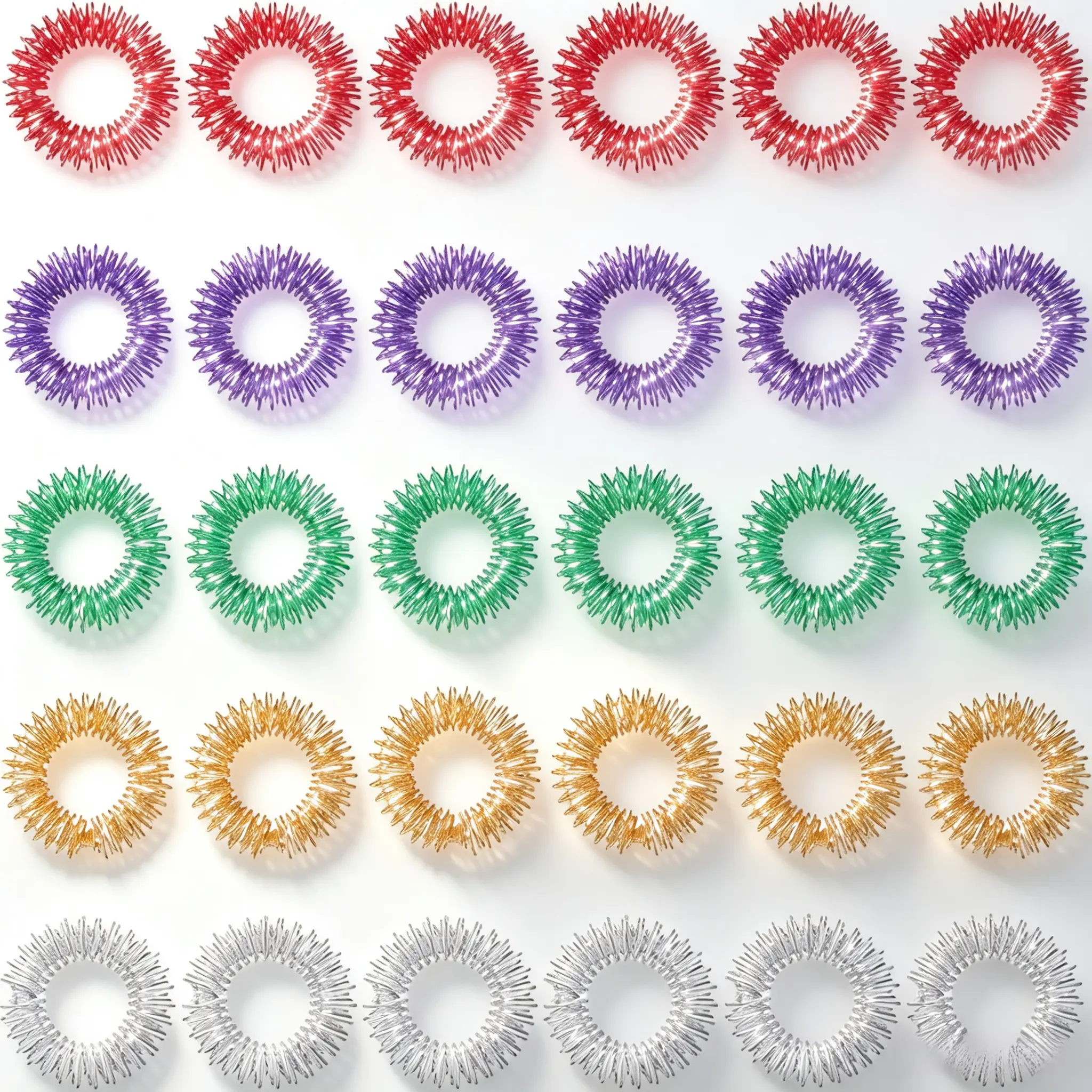 30 Pack Spiky Acupressure Finger Rings, Stress Relief Fidget Sensory Massage Rings for Teens & Adults Anxiety Relief