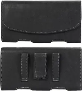 Phone Holster Phone Pouch Phone Case Belt Clip Belt Loops Faux Leather for Man for  X max,iPhone13 14 15 Pro Max,16,16 pro, Plus// (Black&Yellow, L(6.9x3.4x0.8))