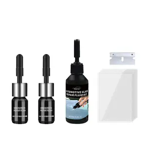 Windshield Crack Repair Kit, Windshield Repair Kit for Chips and Cracks, Glass Repair Fluid with 2 Bottles of Resin, Glass Repair Kit Windshield for Fixing Chips, Cracks, Bulls-Eye and Star-Shape Cack
