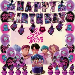 Birthday Movie Theme Party Balloons, Cake Decorations, Cards, Banner, Pink Backdrop, Party Set