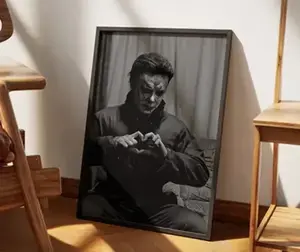 Heart Maker Michael Myers Poster Funny Halloween Wall Art Black and White Decor Frameless Print Artistic Photo Decoration