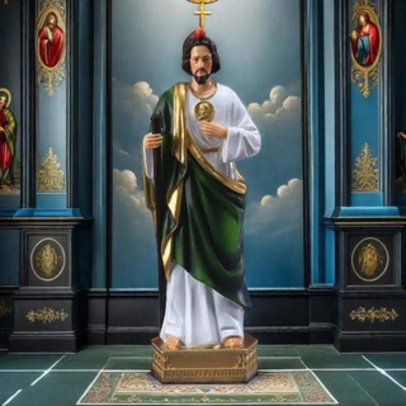 St. Jude Tadeo Statue 8 Inch Resin Religious Decorative Ornament for Home Prayers & Christmas Gifts Black Friday Special Edition
