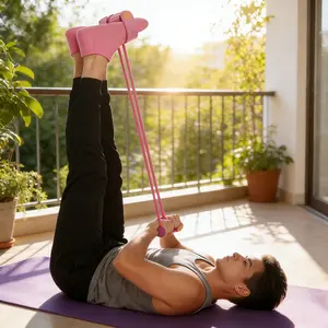 Home Gym Arm & Waist Training Pedal Band – Eco-Friendly Natural Latex Yoga Stretching Band with Adjustable