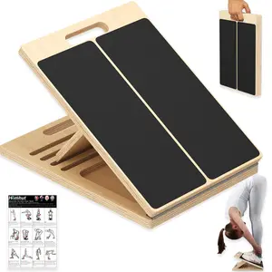 Homhut Adjustable Slant Board, Portable Wooden Incline Board for Calf Ankle Feet Leg Stretch Physical Therapy Equipment