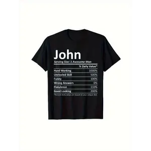 JOHN Funny Birthday T-Shirt - Driving Awesome for Man Humorous Name Gift, 100% Cotton, Round Neck, Machine Washable, All-Season Casual Wear